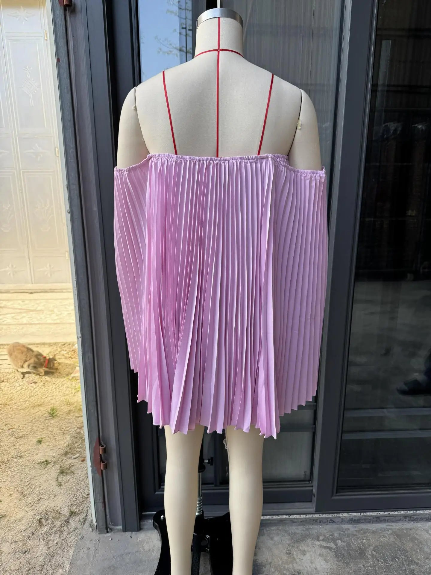 Glimmer Drape One Shoulder Shorts Set