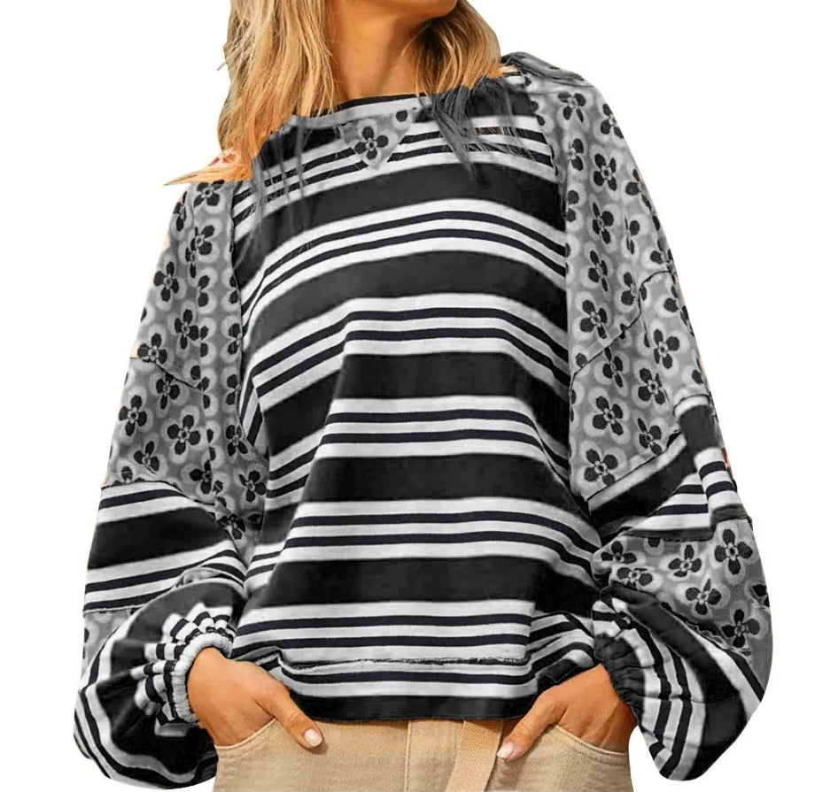 Vibrant Floral Stripe Hoodie