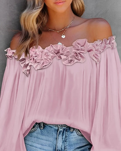 Ruffle Edge Long Sleeve Blouse