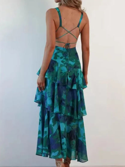 Breezy Halter Neck Ruffle Beach Dress