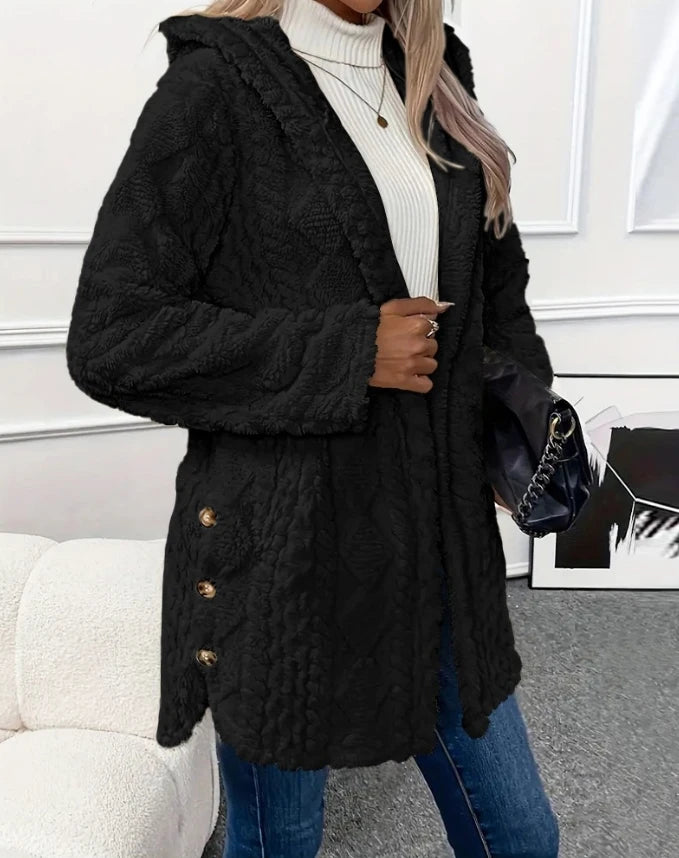 Stylish Hooded Plush Cardigan Jacket