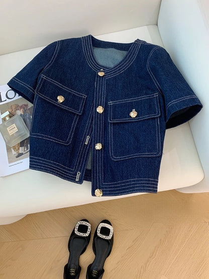 Cropped Denim Jean Jacket