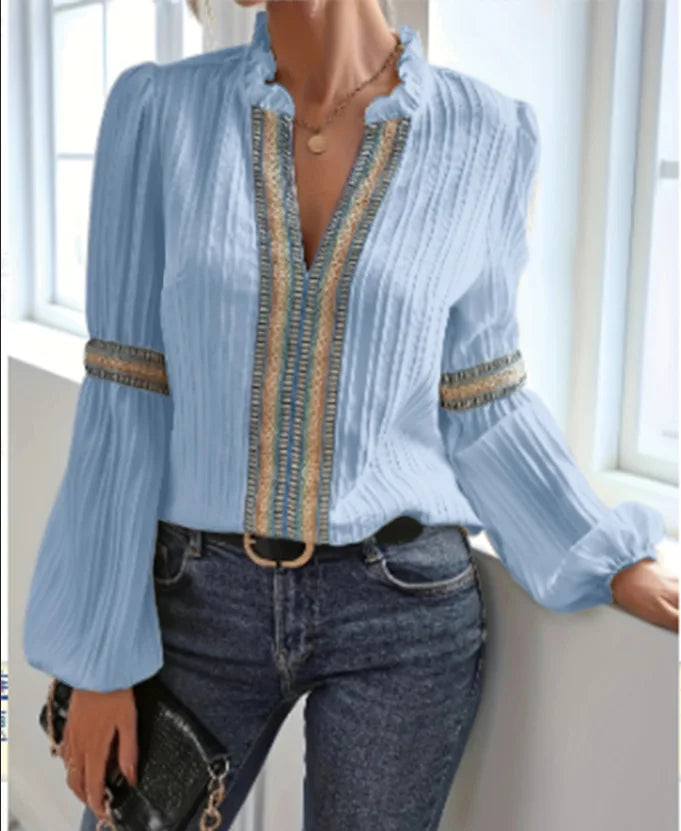 Colorblock Puff Sleeve Top