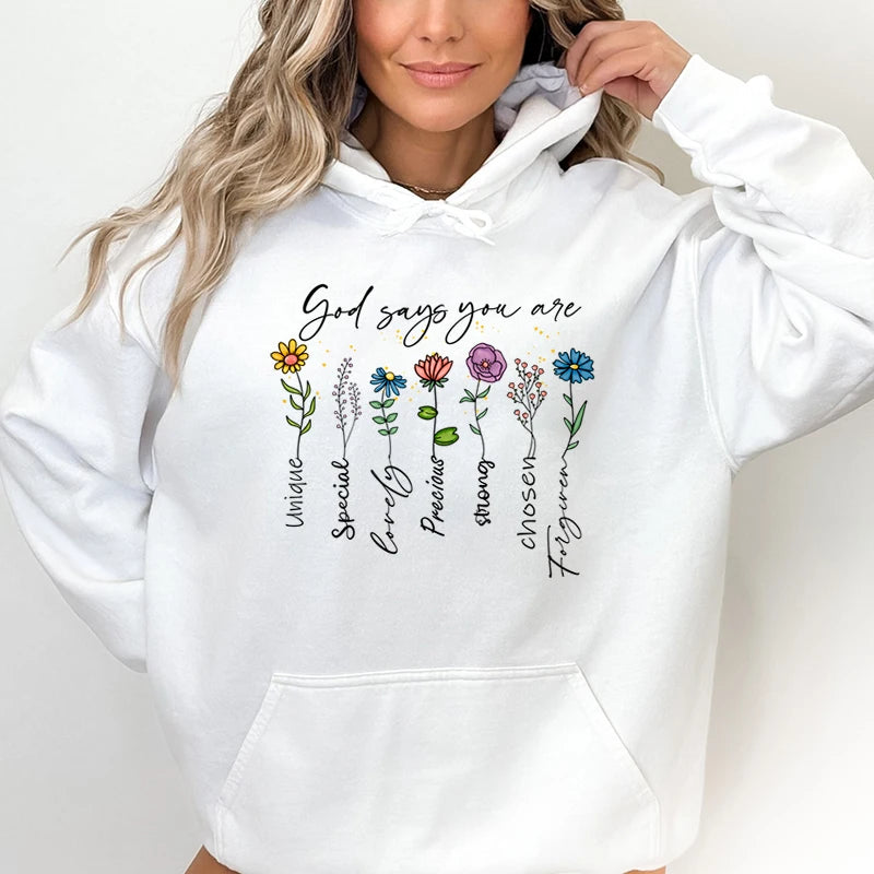 Funny Flower Print Hooded Sweatshirt