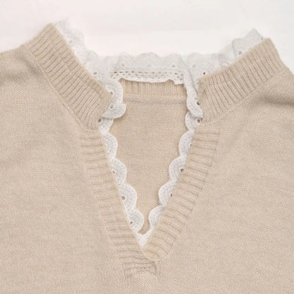 Lace Heart Patchwork Knit Sweater