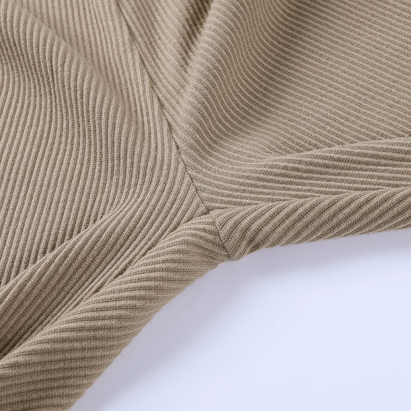 Beige Ribbed Knit Leggings