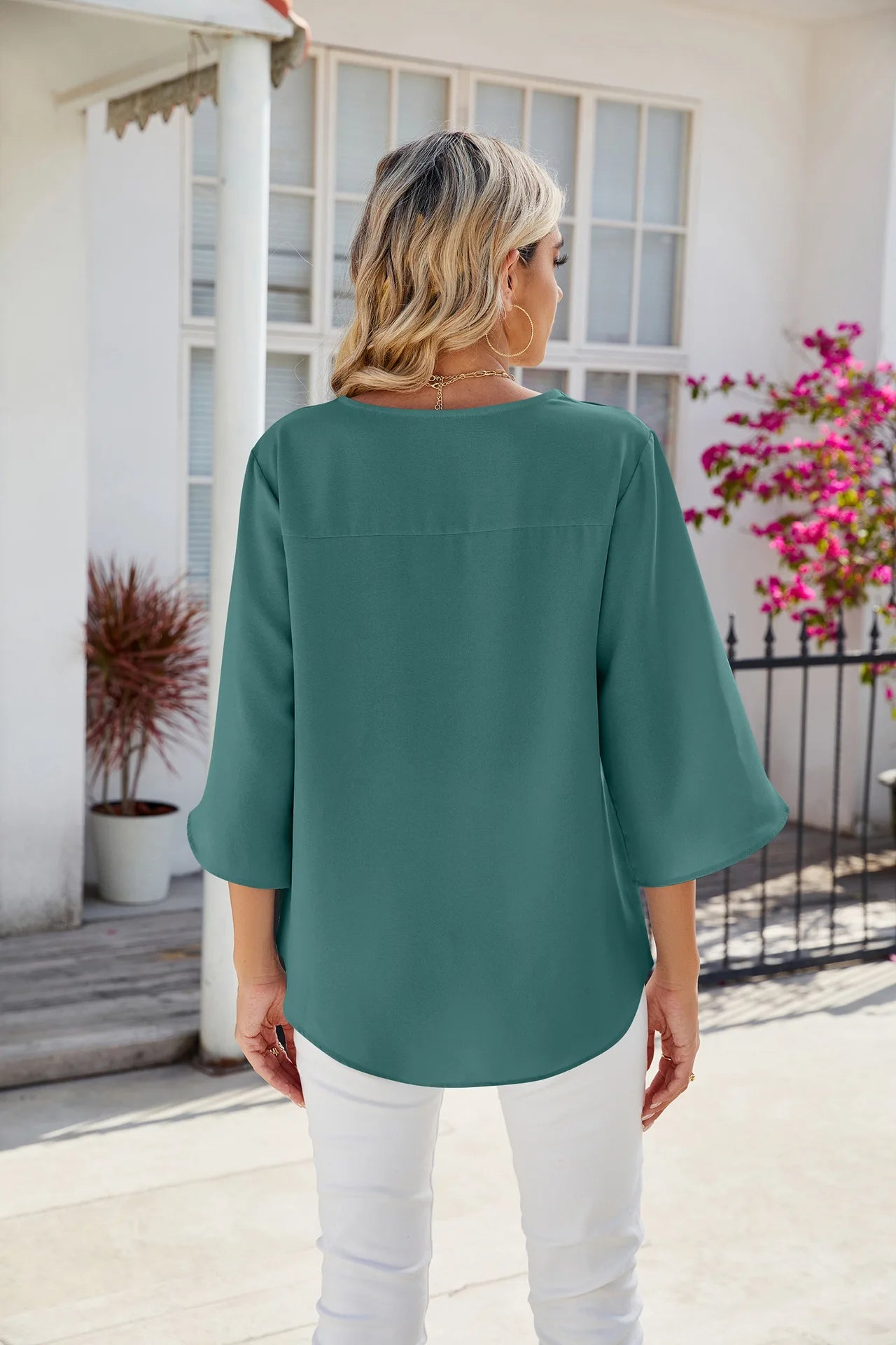 Elegant V-Neck Chiffon Blouse