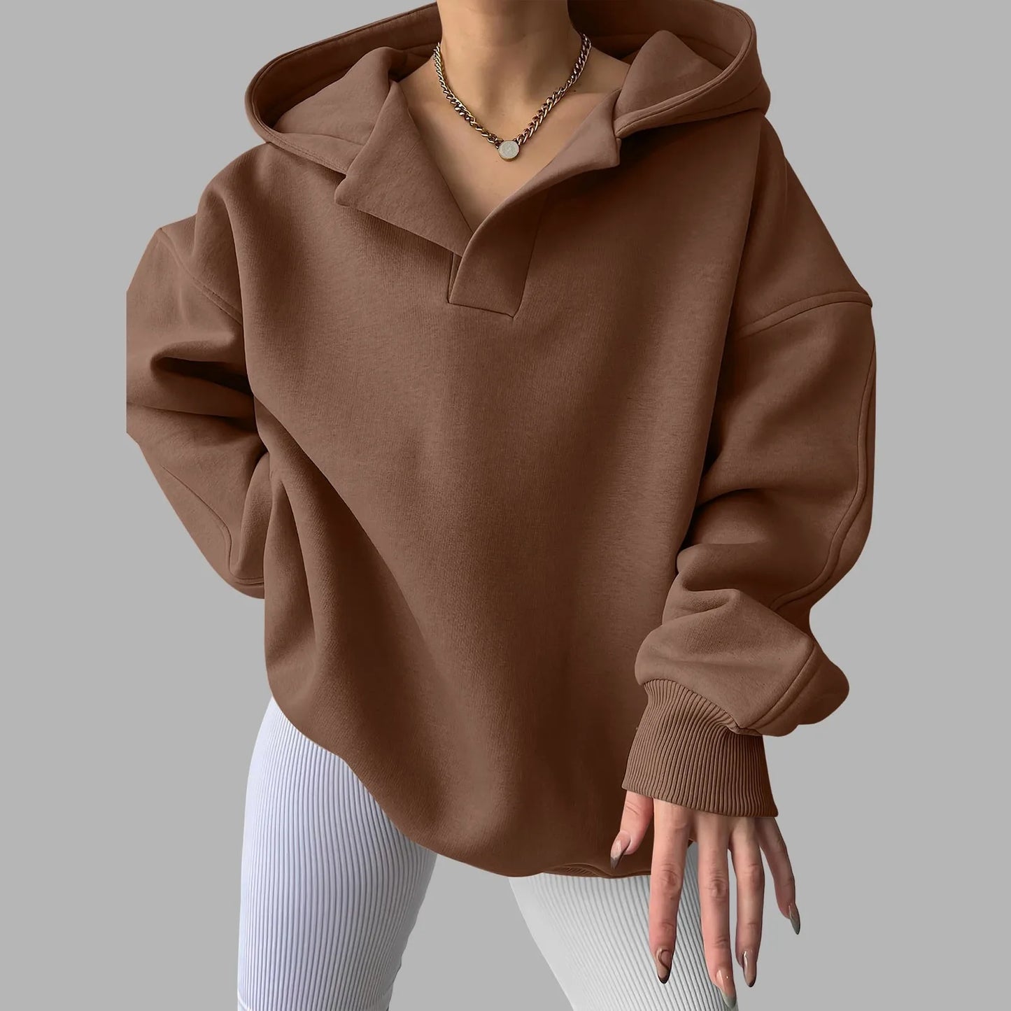 Oversized V-Neck Hoodie