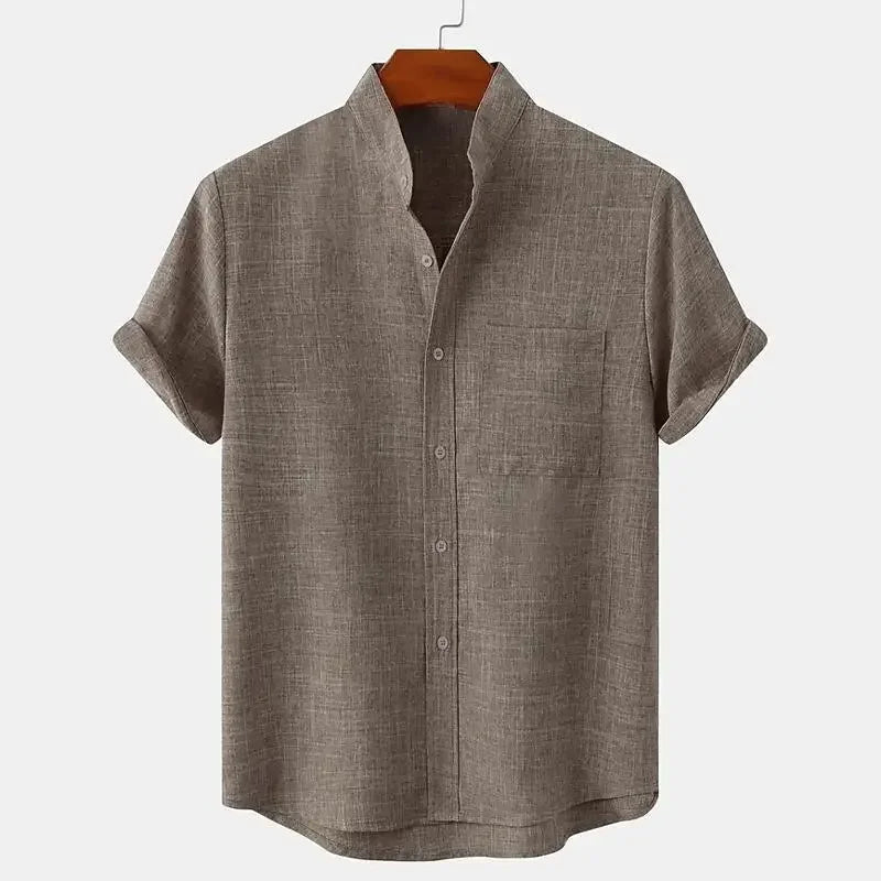 Linen-Blend Casual Lapel Shirt