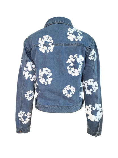 Bloom Fade Floral Denim Street Jacket