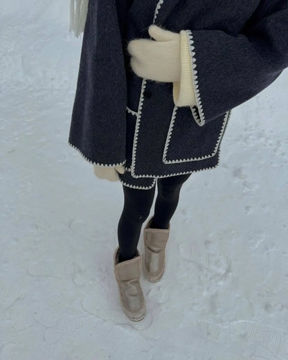 Cozy Weave Scarf Splice Wool Coat