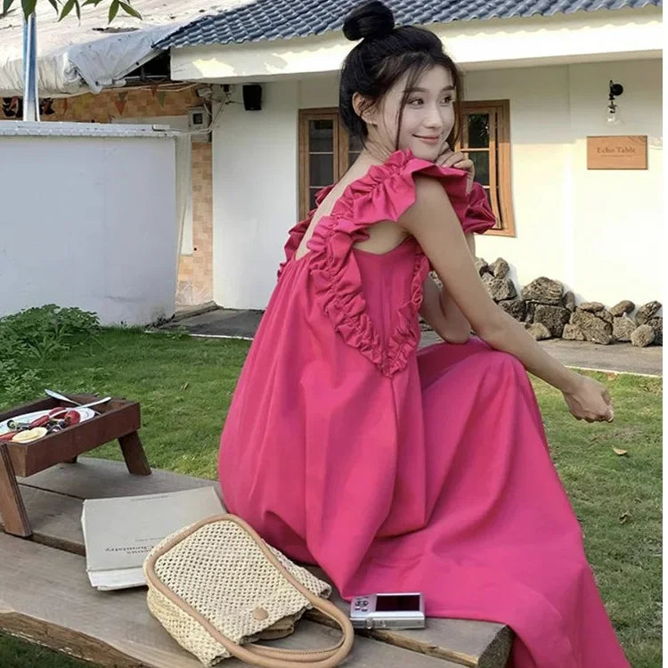 French Collar Sleeveless Slim Dress