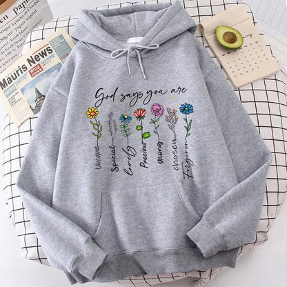 Funny Flower Print Hooded Sweatshirt