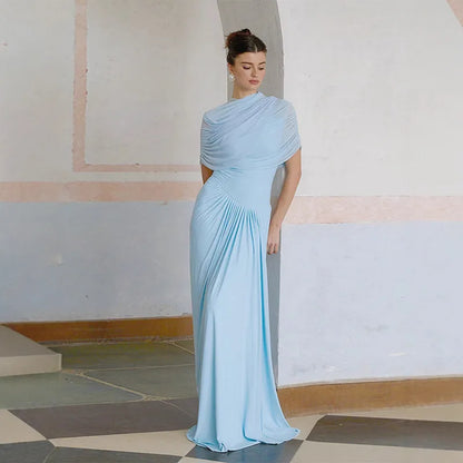 Graceful Pleats Elegant Evening Gown