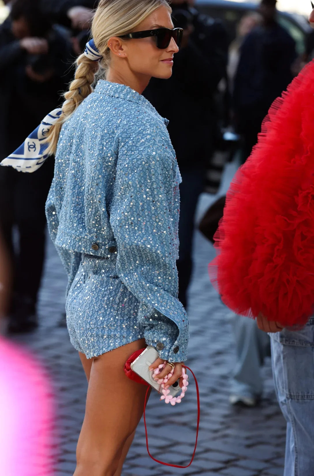 Glimmer Edge Sequin Denim Set