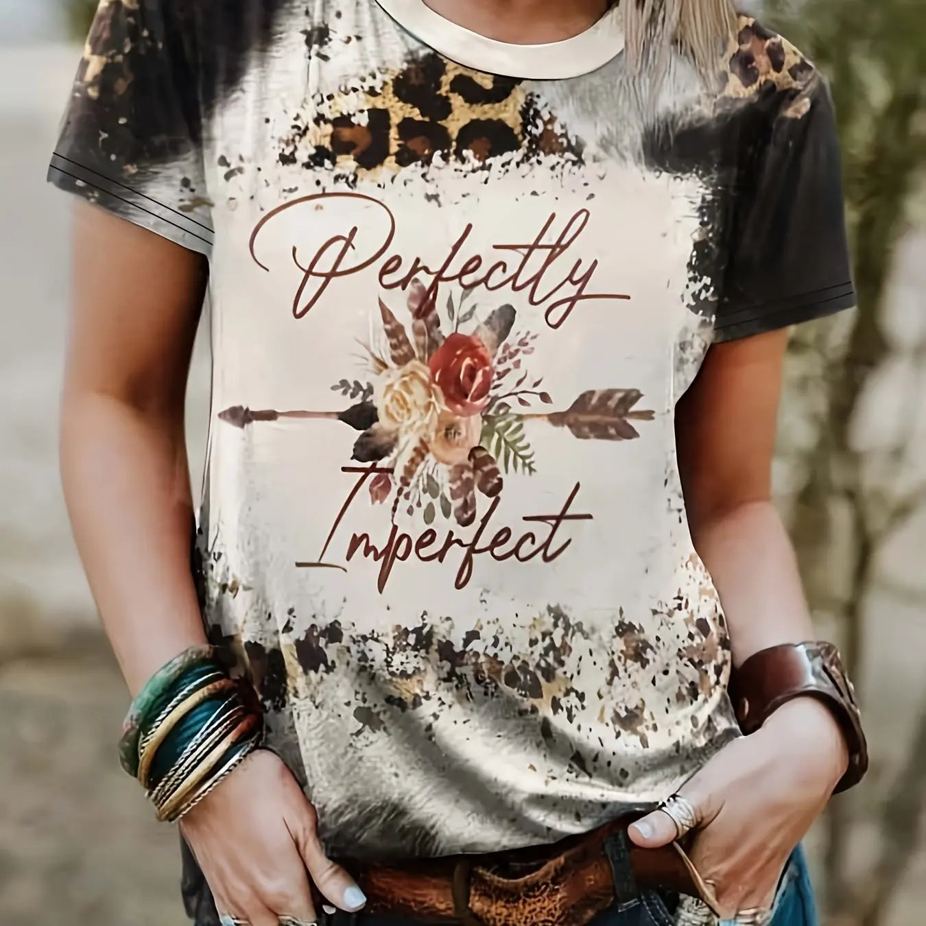 Elegant Floral Slim T-Shirt