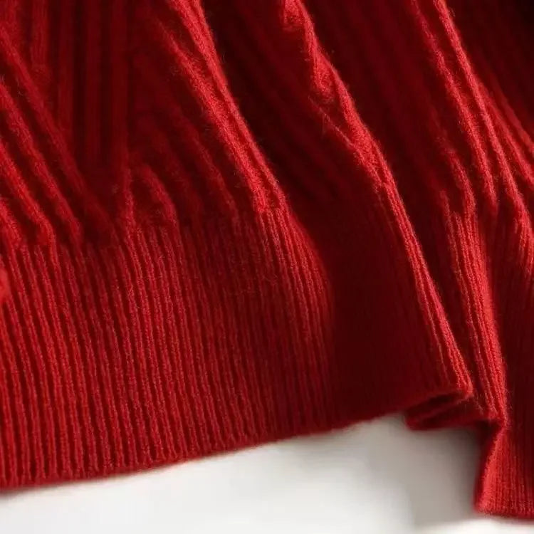 Stripe Aura Irregular Turtleneck Sweater