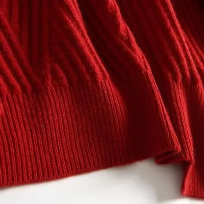 Stripe Aura Irregular Turtleneck Sweater