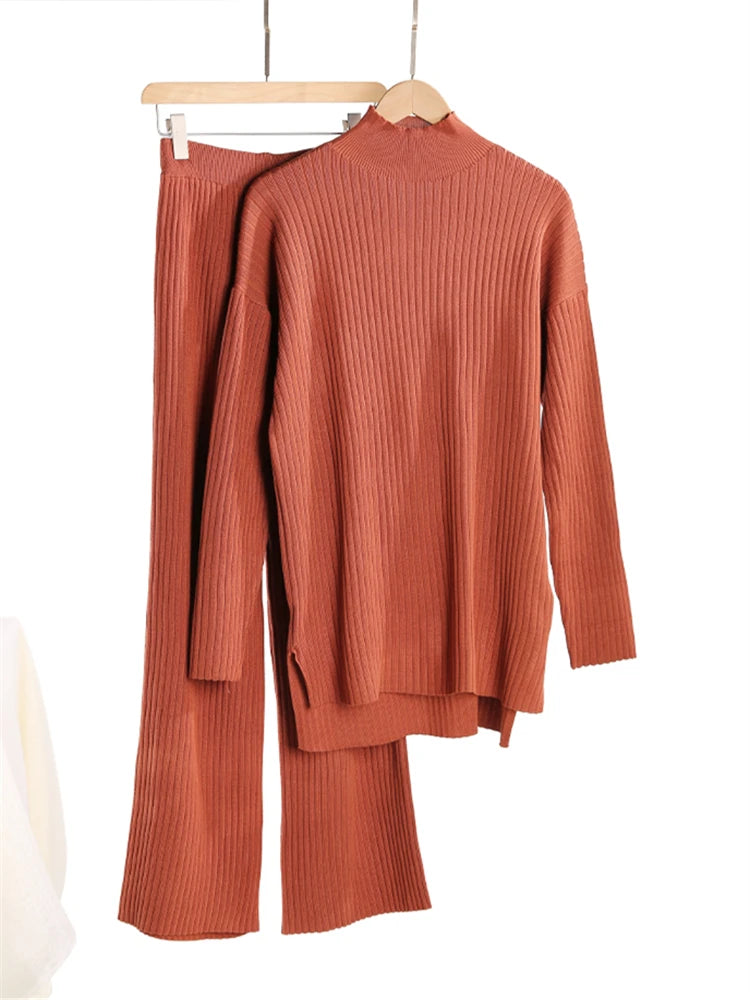 Knitted Turtleneck 2-Piece Tracksuit