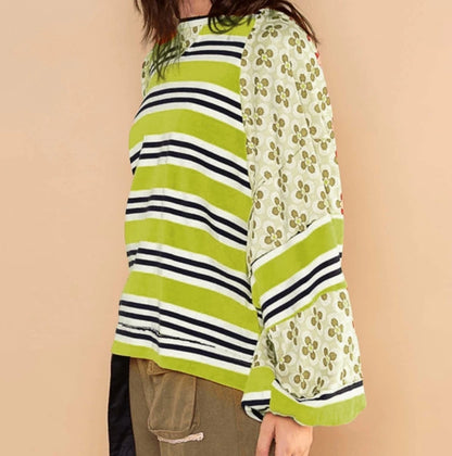 Vibrant Floral Stripe Hoodie