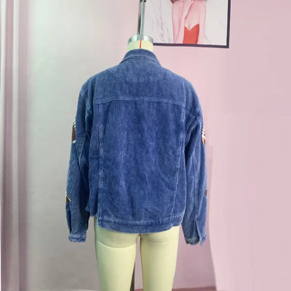 Glow Play Corduroy Sequin Varsity Jacket