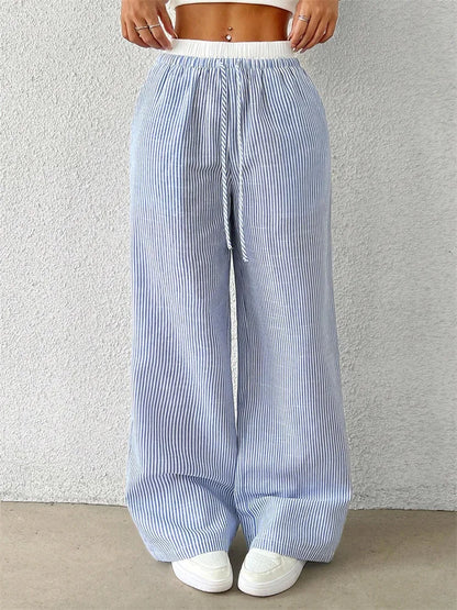 Striped Wide Leg Woven Pants