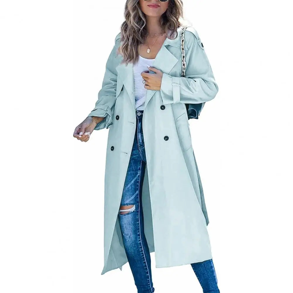 Modern Long Lapel Trench Coat