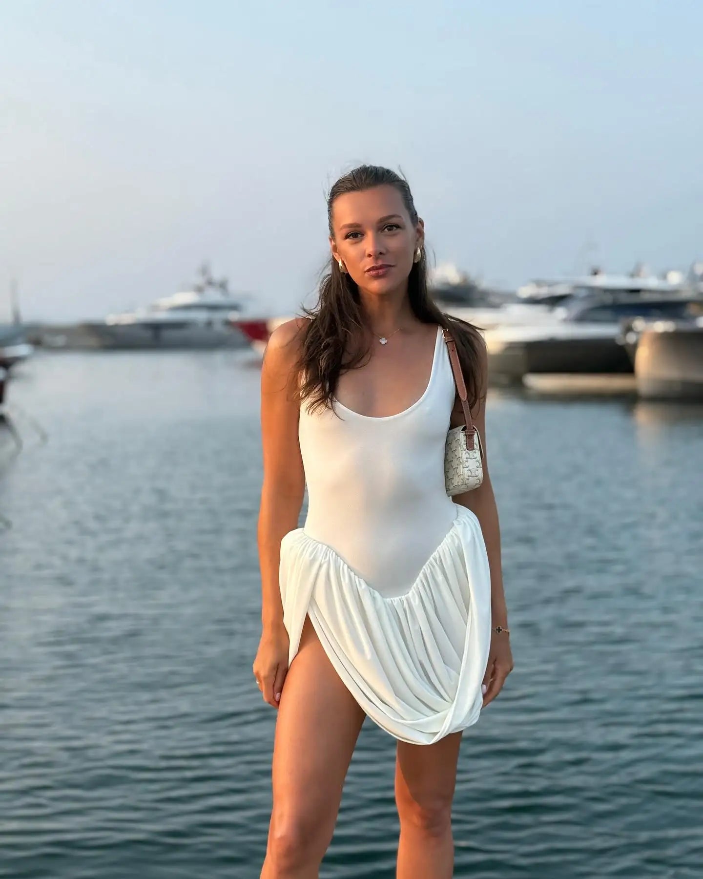 Ruched Low Cut Maxi Dress