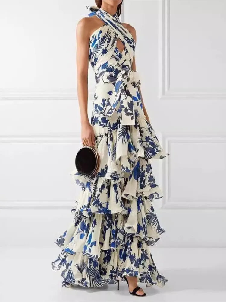 Floral Desire Ruffle Halter Dress
