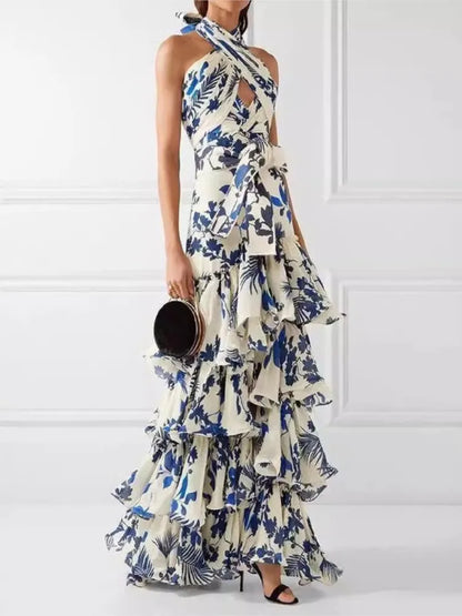 Floral Desire Ruffle Halter Dress