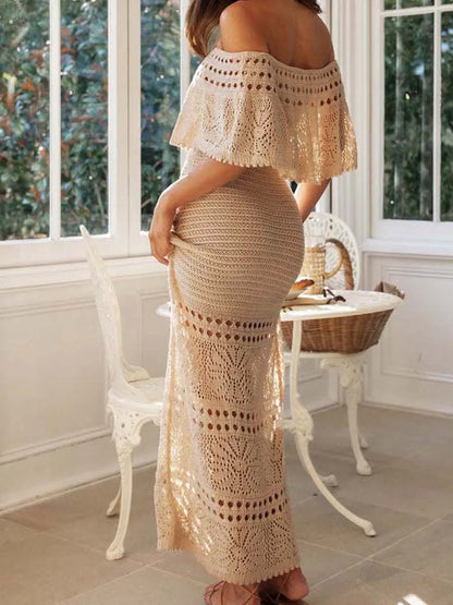 Off-Shoulder Knit Tube Maxi Dress