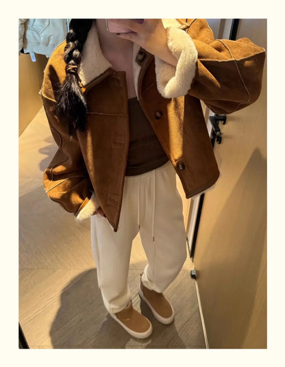 Retro Faux Lamb Fur Coat