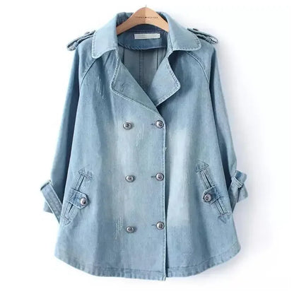 Cape Luxe Double-Breasted Denim Coat