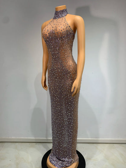 Diamond Drape Elegant Evening Gown