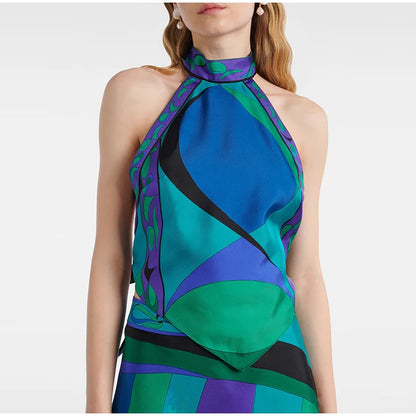 Bold Bloom Halter Skirt Set