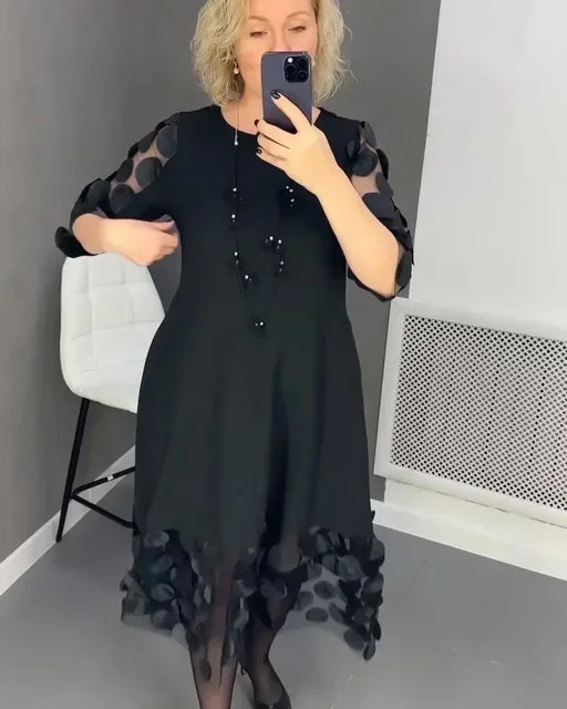 Elegant Plus-Size Bell Sleeve Dress