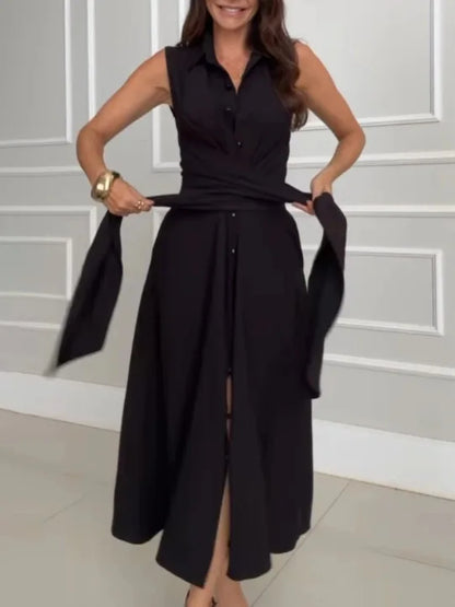 Solid Color Shirt Dress