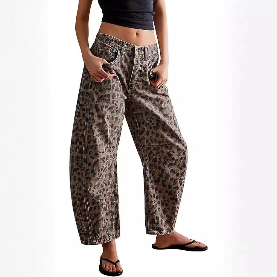 Leopard Print High Waist Jeans