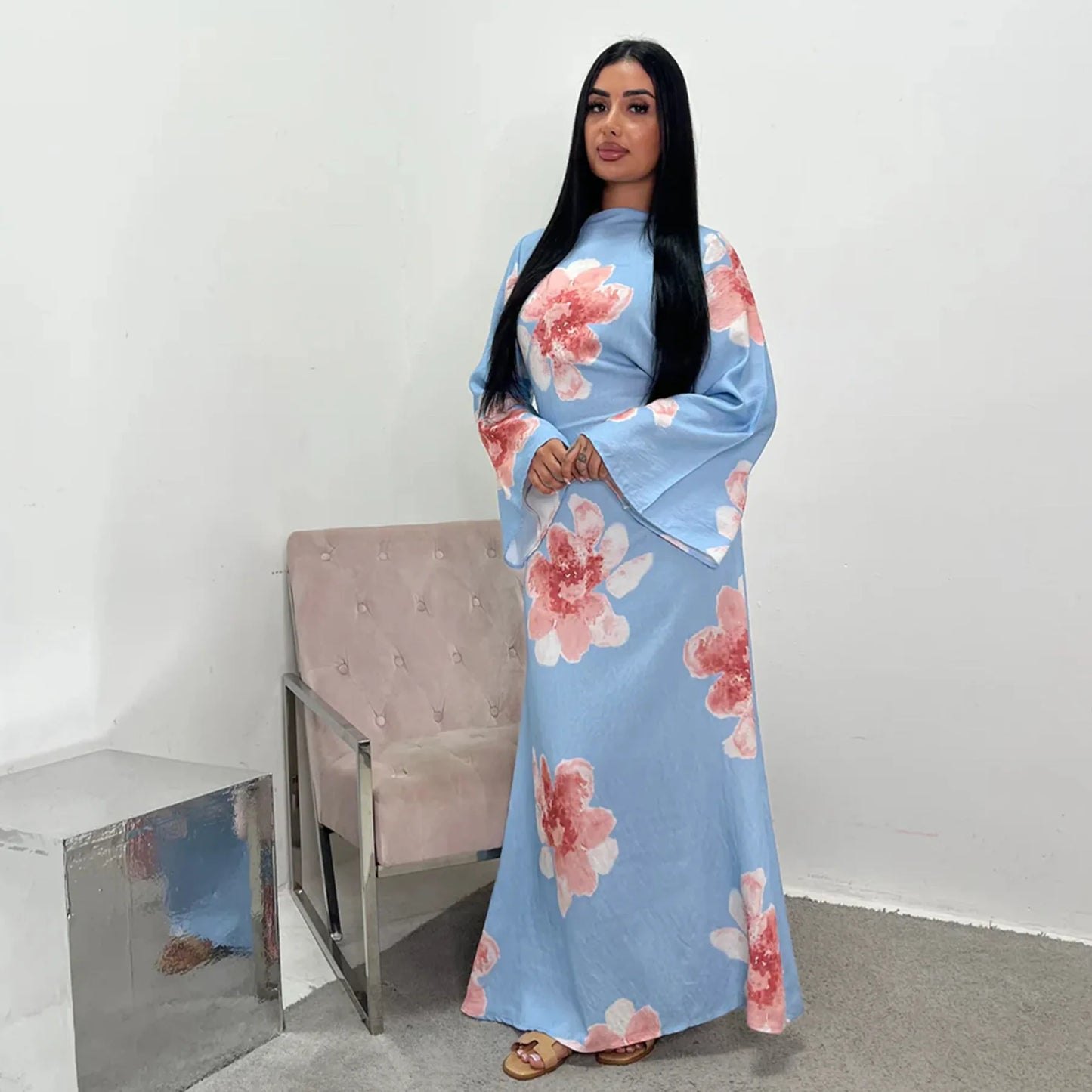 Floral Grace Modest Kaftan Dress