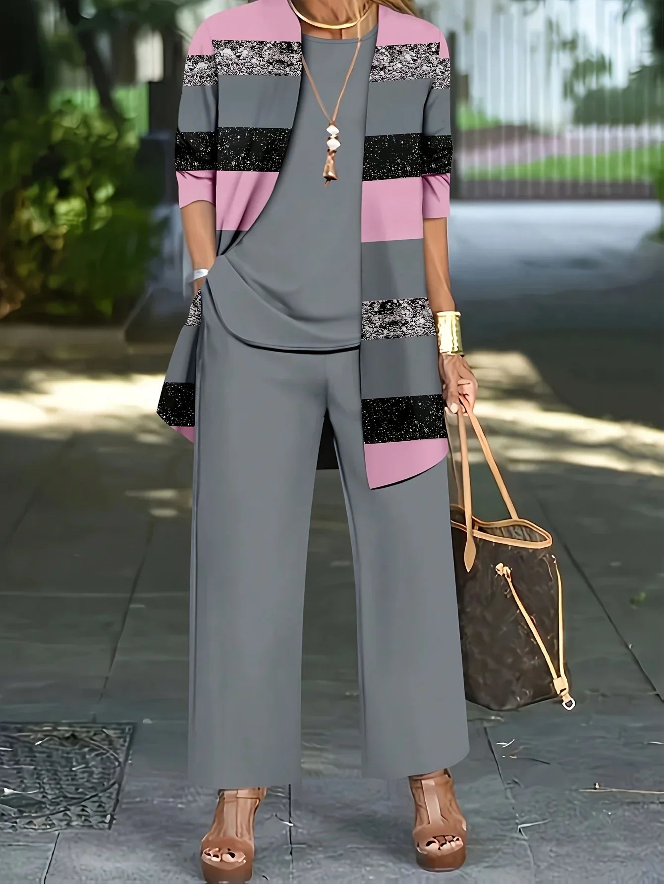 Women’s 3-Piece Casual Set — Cardigan, Tank & Pants