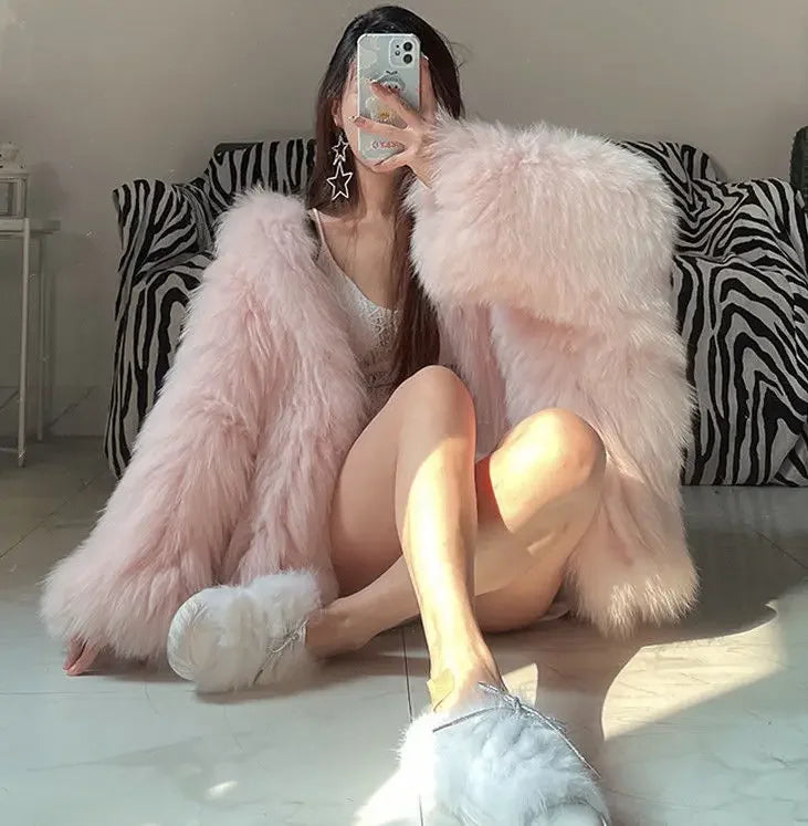 Fur Mist Hooded Splice Jacket