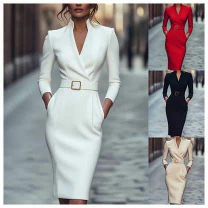 Autumn French Elegant Waist Dress