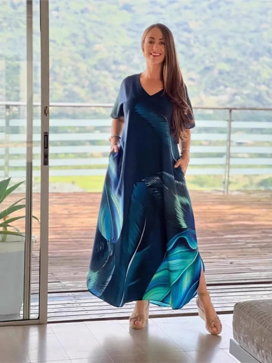 Bohemian V Neck Floral Maxi Dress