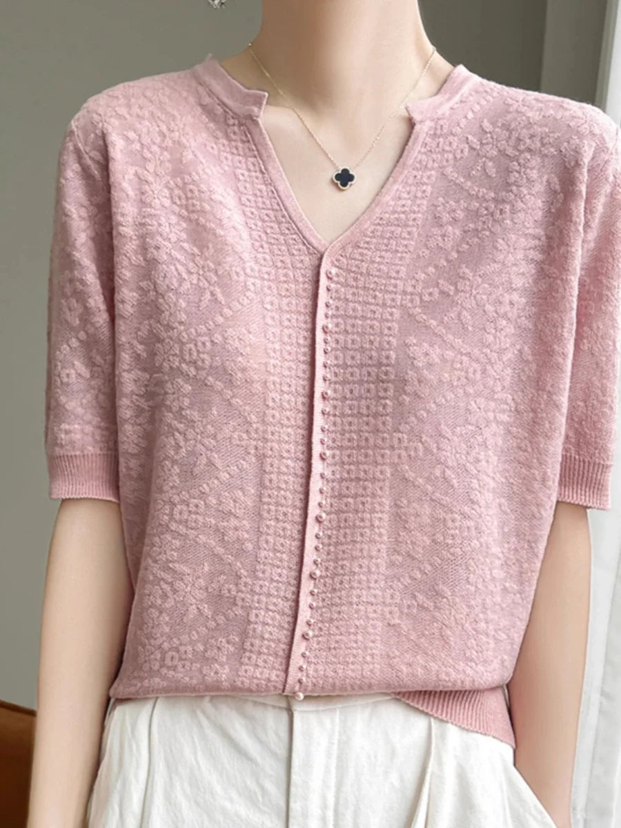 V-Neck Knitted Summer Top