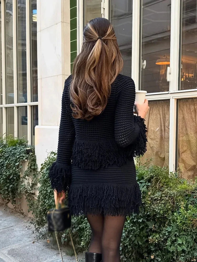 Tassel Knit Skirt Set