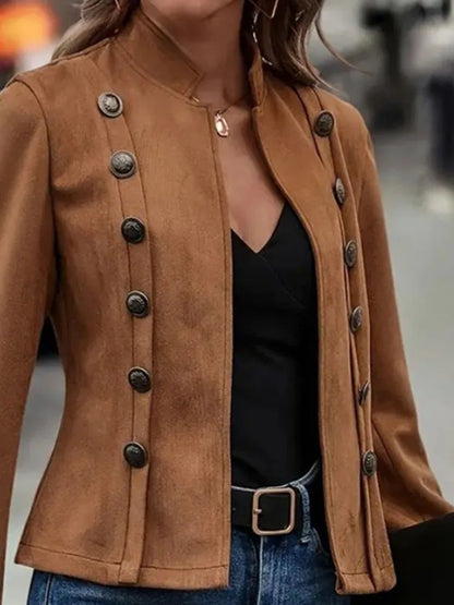 Chic Double-Breasted Black Coat