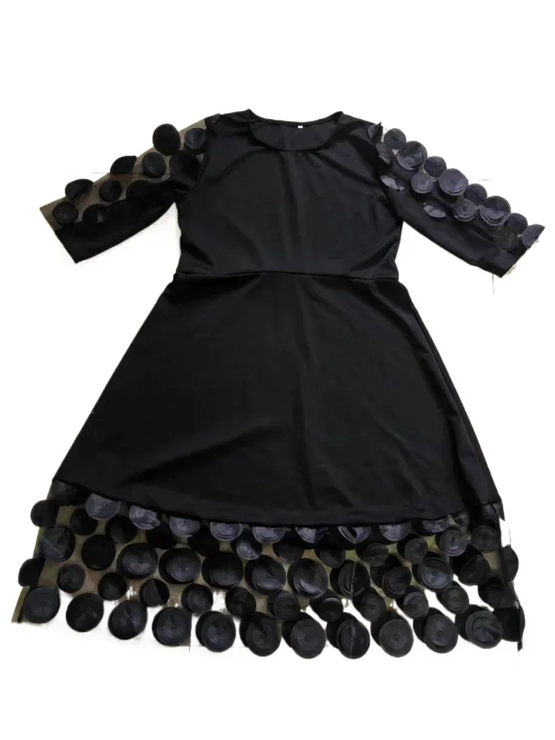 Elegant Plus-Size Bell Sleeve Dress