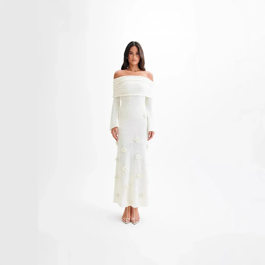Rose Gaze 3D Floral Knit Dress