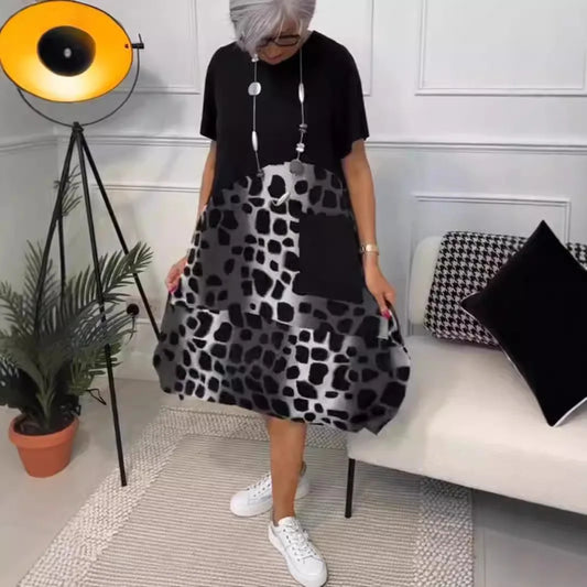 Leopard Print A-Line Midi Dress