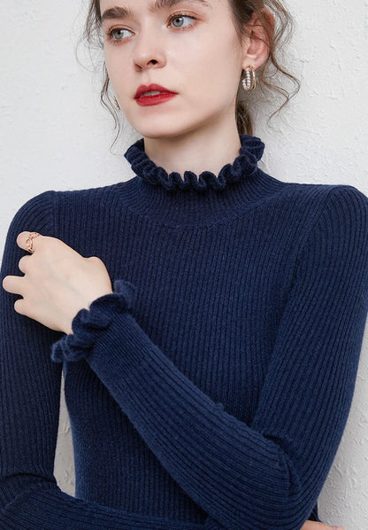 Cinched Turtleneck Knit Sweater